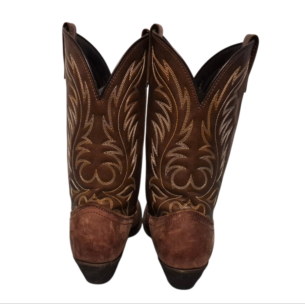 Laredo Brown Round-Toe Cowboy Western Cowgirl Boots Women's 8M - Picture 6 of 8